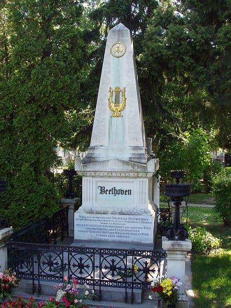 Beethoven’s grave in the Zentralfriedhof or “Central Cemetery” in Vienna